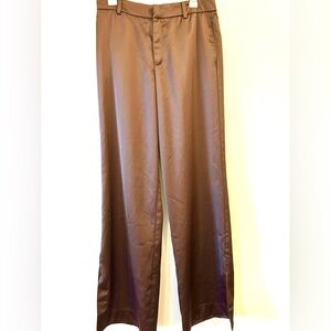 Zara Chocolate Brown Satin Effect Trousers Size M, NWT